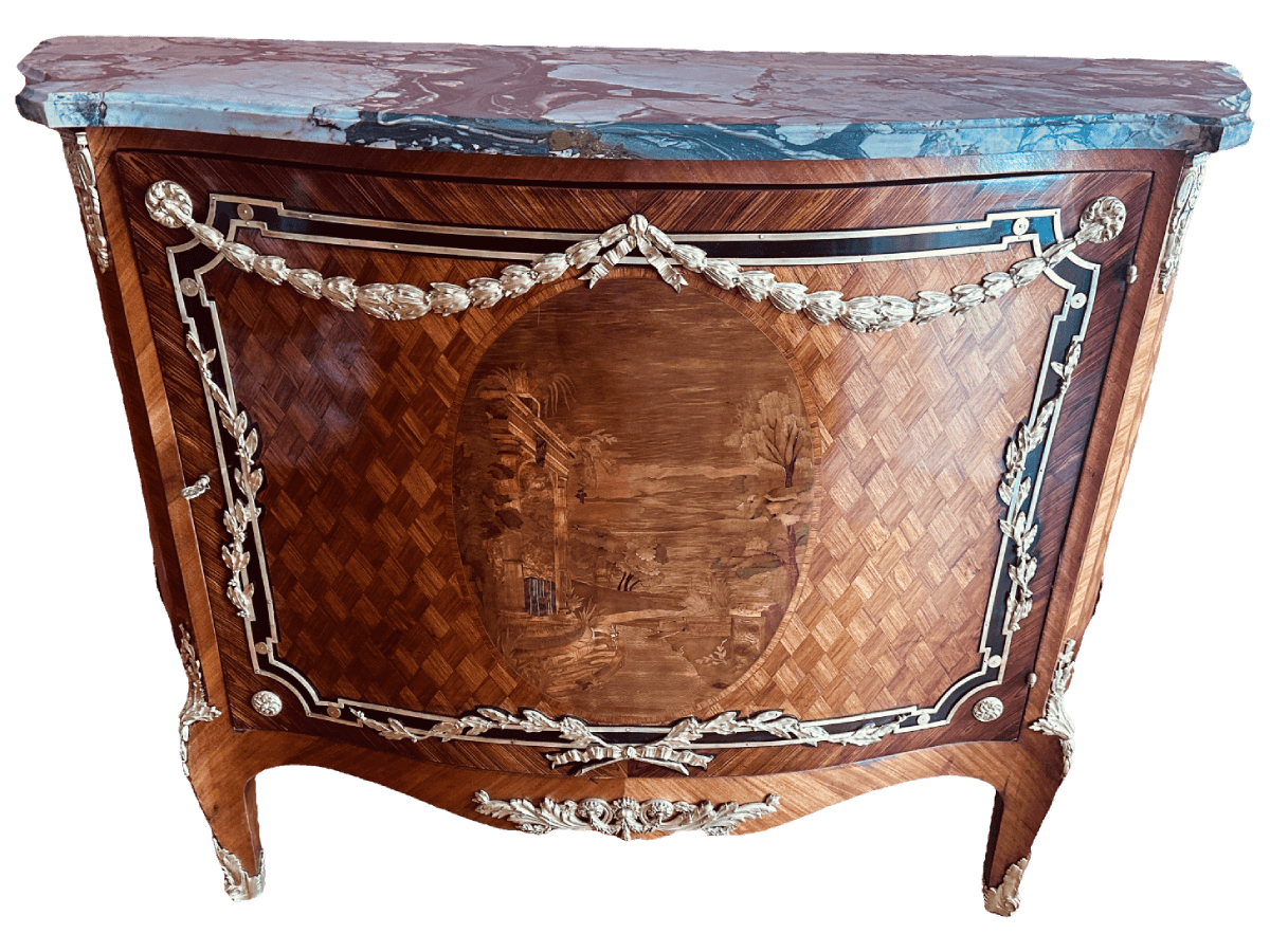 Après restauration. Meuble d'appui de style Transition Louis XV - Louis XVI Après restauration. Meuble d'appui de style Transition Louis XV - Louis XVI